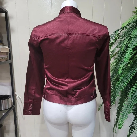 Bill Blass Maroon Sz M Jacket w/pockets - Picture 5 of 15